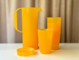 pichet et gobelets de voyage – pique-nique – orange