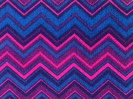 2.20 m Stoff Zick Zack Leuchtfarben magenta-blau VINTAGE 70s