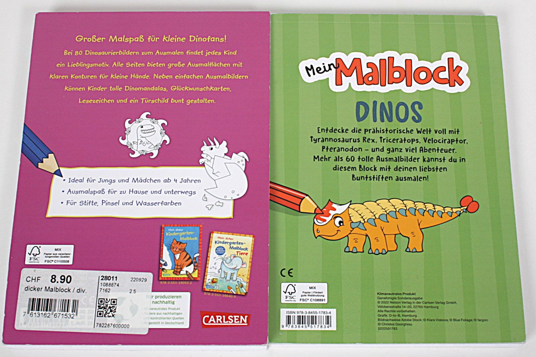 Bücher: 2 X Dinos Malblock – Gebraucht aus Zollikofen von Restwert_Zollikofen 1