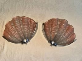 Vintage Art-Deco-Muschellampe Wandlampe rose Vintage