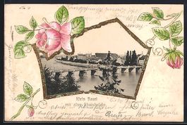 Basel, Teilansicht mit alter Rheinbrück