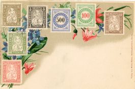 Schweiz  CH -  Briefmarken - Karte      um 1900