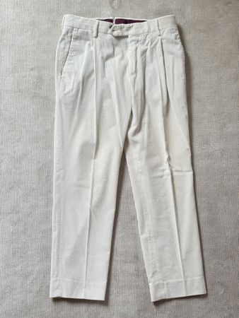 PT Torino Trousers Corduroy White Pleated Stretch