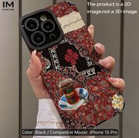 iPhone 15 Pro Hülle schwarz mit Muster neu