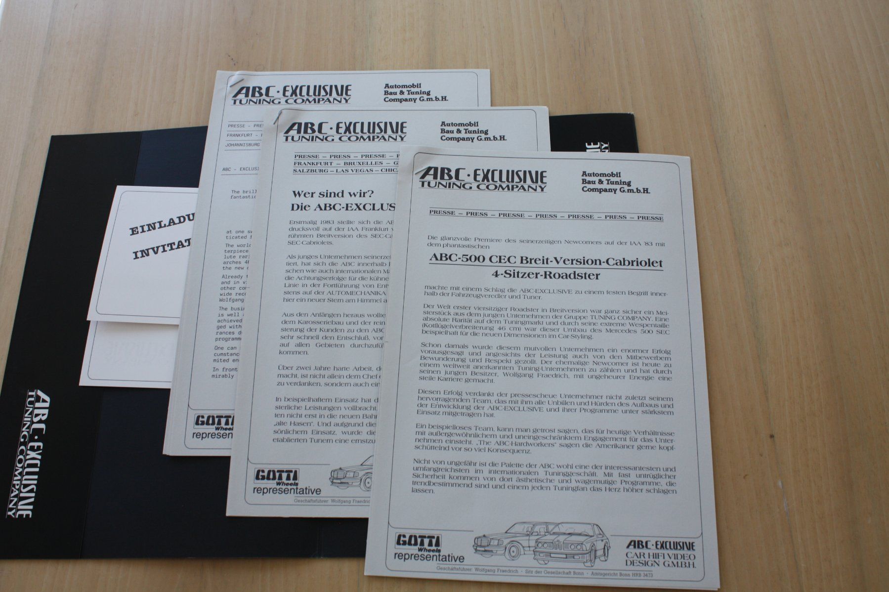 Dokumente: ABC Exclusive Tuning - Pressemappe IAA 1985 – Gebraucht aus Wikon von erwin400 2