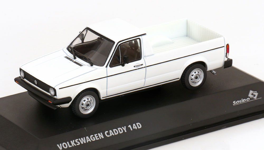 Volkswagen Modellini d'auto: VW Caddy I 14D Pick Up 1978-1992/2007 weiss / schwarz   1:43 – Nuovo e nell'imballaggio originale da Gerlafingen venduto da espero88 2