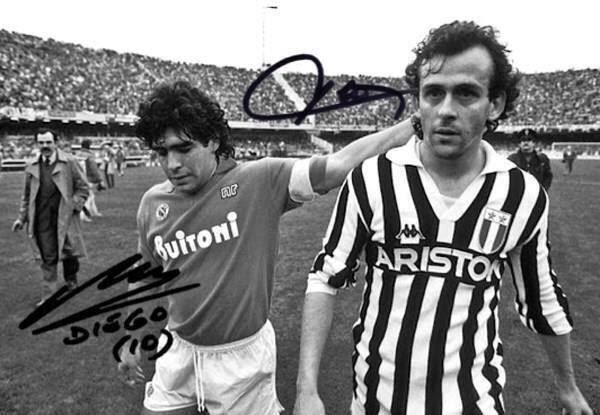 Poster Michel Platini Et Diego Maradona, Affiche Football Vintage