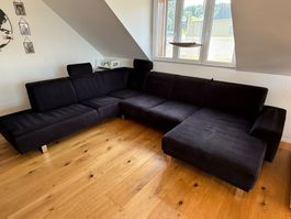 Grosses Ecksofa / U-Form – Schwarz/Anthrazit
