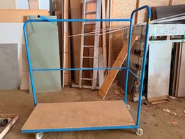Chariot de transport à plateau 180x60 cm, acier, 4 roulettes