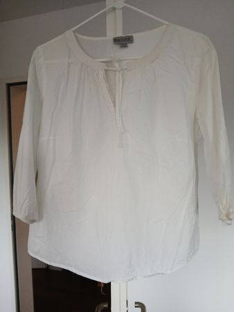 White Blue Motion Blouse - Ladies Size S - Summer Top
