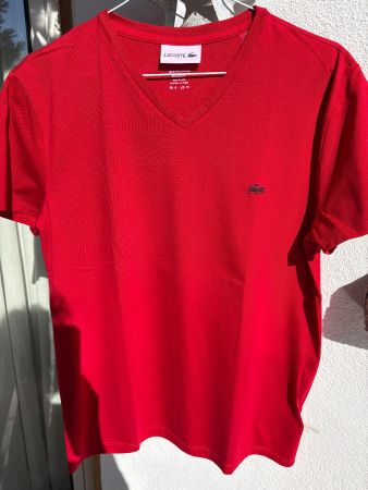 Lacoste V-Ausschnitt Pima Cotton T-Shirt Gr M