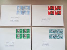 4 Briefe (Satz) Werbemarken 4erBlocks 1965, Wattwil