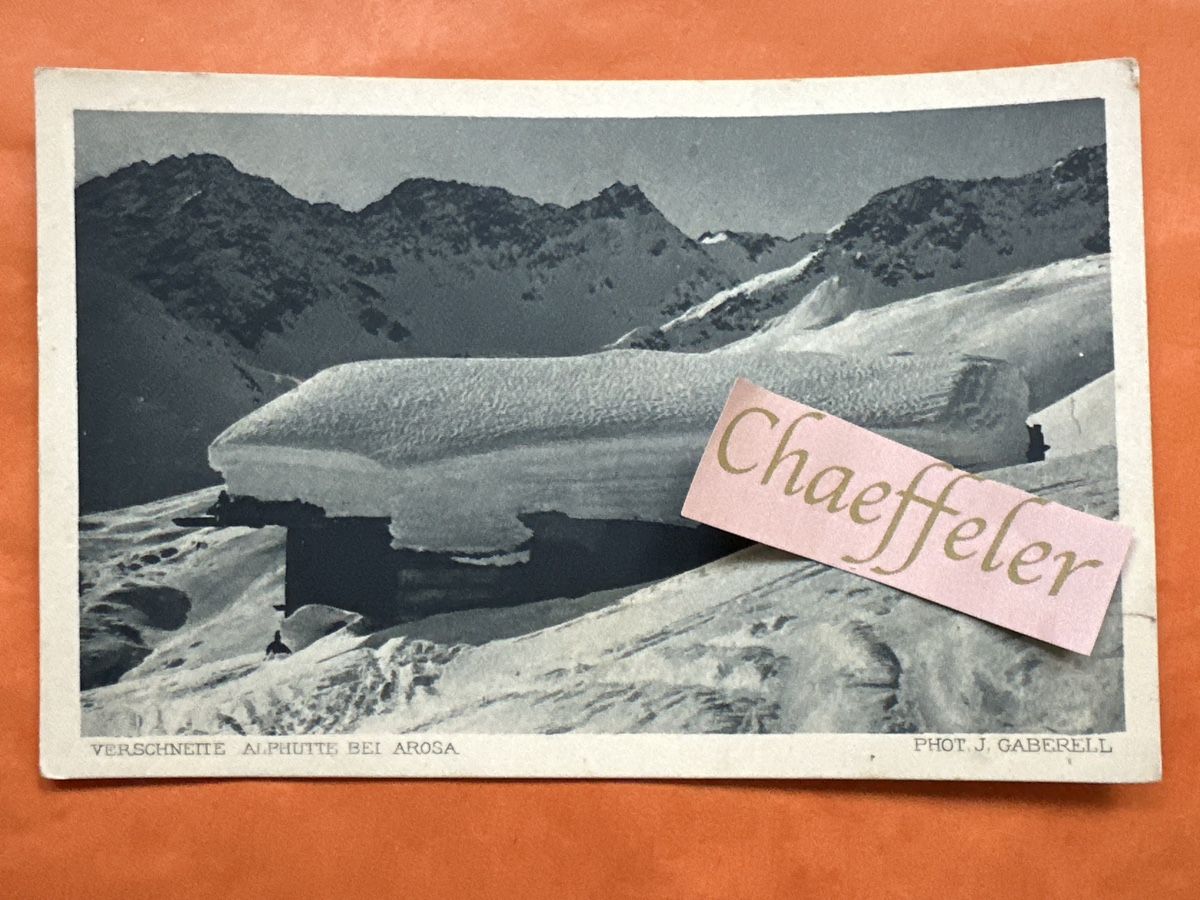 Cartoline postali: Alte Postkarte: Verschneite Alphütte bei Arosa – Usato da Zürich venduto da Chaeffeler