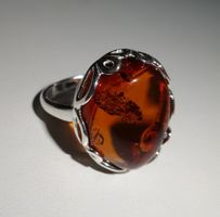ECHT! * Bernstein RING 925 Silber Oval  VP 125,-