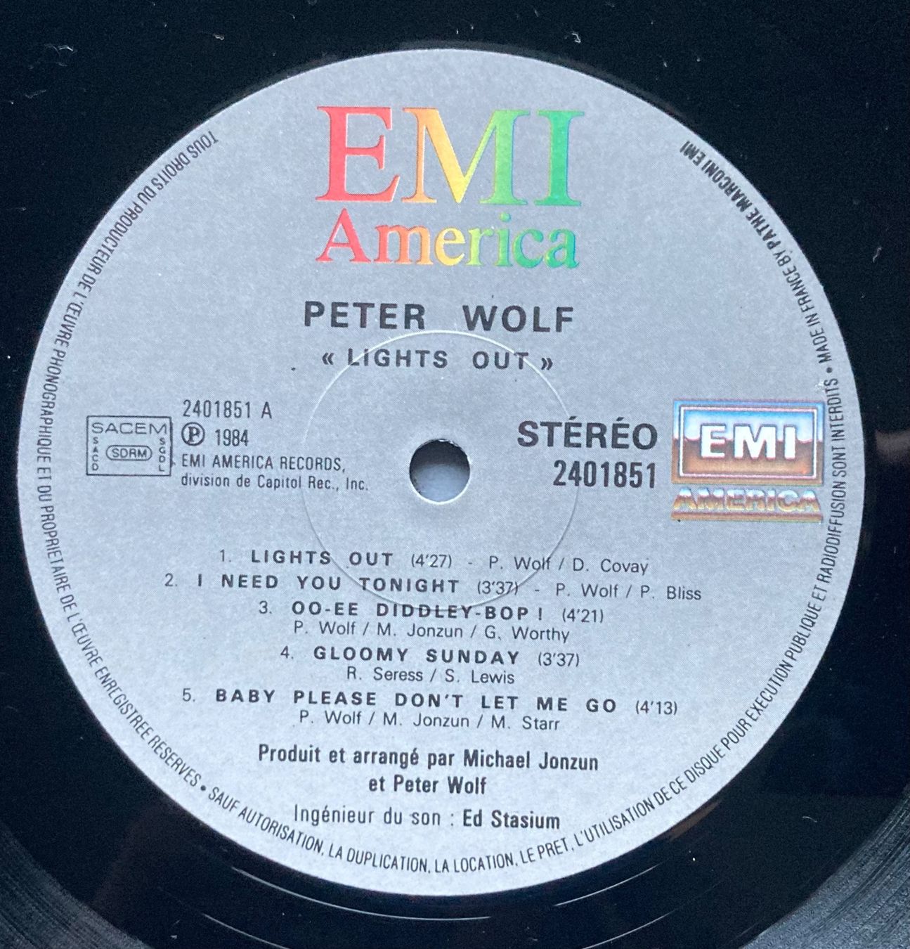 Dischi in vinile: THE J. GEILS BAND / PETER WOLF - LIGHTS OUT – Usato da Poliez-Pittet venduto da Newtown-Records 3