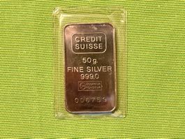 50g Silberbarren Credit Suisse, 999.0 in Folie