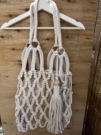 Makramee Tasche Boho Ibiza Style Handarbeit hellbeige NEU