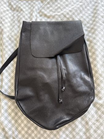 Black Leather Backpack Trendy City Bag Minimalist Style