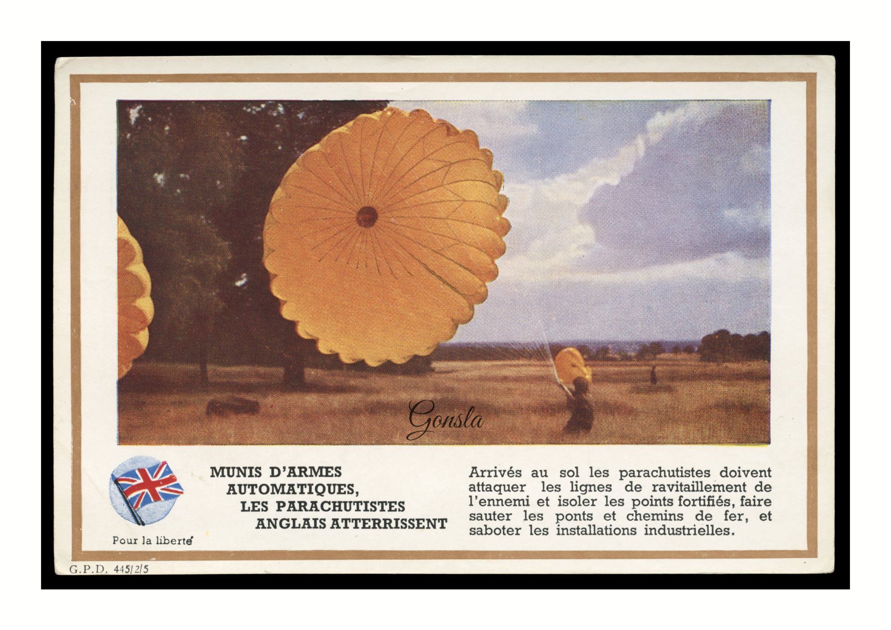 Cartoline postali: PARACHURISTES -1940 "Anglais" – Usato da Onex venduto da Lagorel01