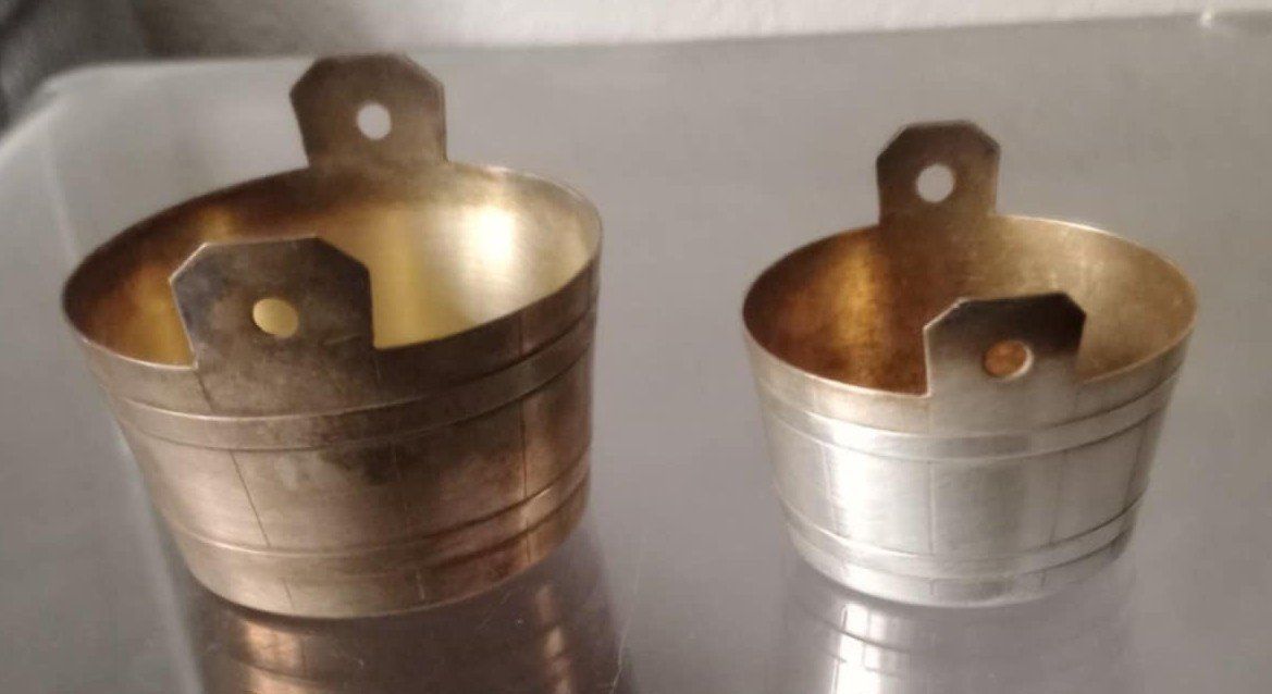 Sonstiges Geschirr: Chocolat Suchard - 2 x pot metal / Vintage – Gebraucht aus Le Locle von borgespatricia 3