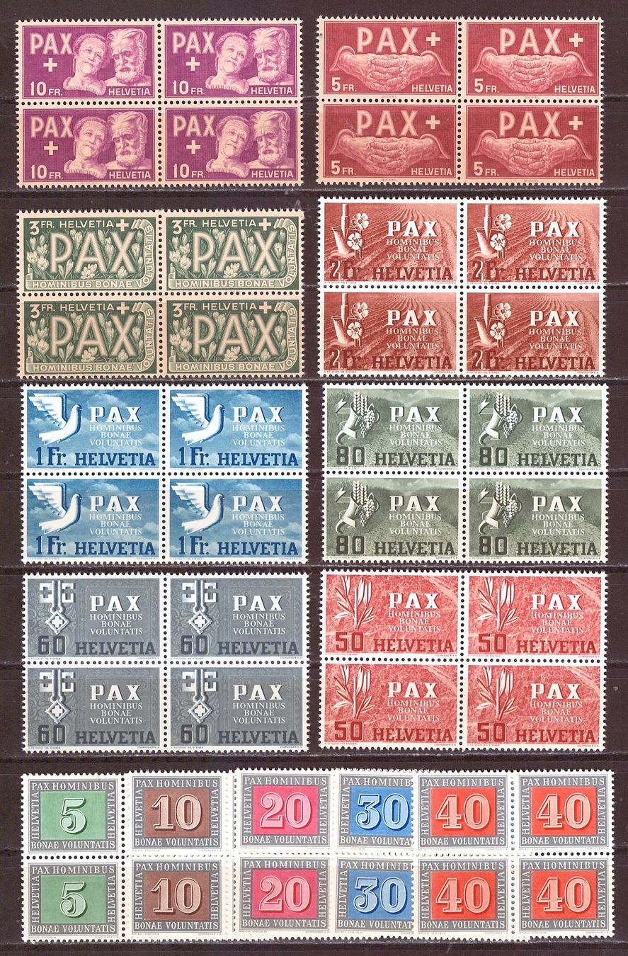 Alle Briefmarken: PAXSATZ IM VIERERBLOCK POSTFRISCH – Neu (gemäss Beschreibung) aus Dübendorf von Piero2