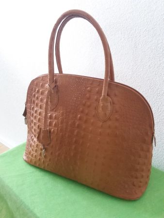 Kroko Handtasche, hellbraun
