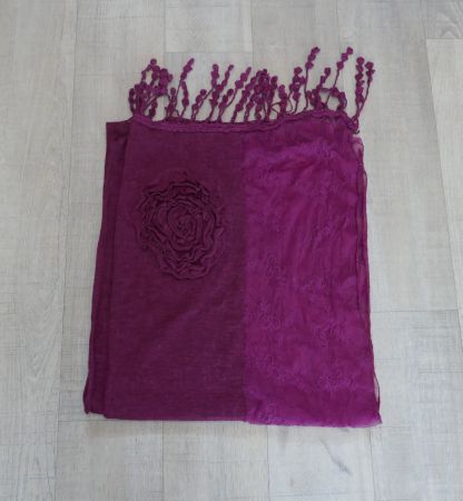 Schal mit Rosenapplikation, fuchsia, 42 x 190 cm