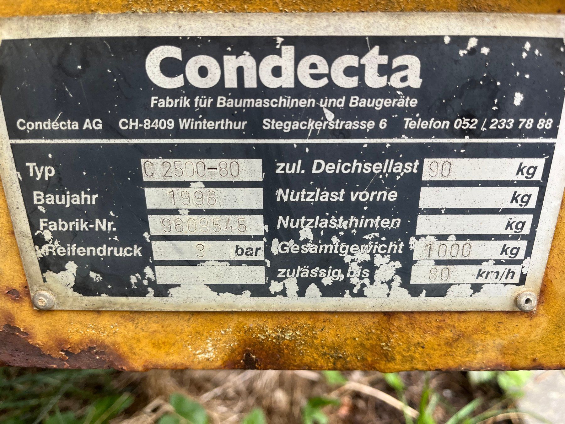 Anhänger: Arbeitsanhänger Condecta C2500-80 – Gebraucht aus Oensingen von Konkursamt_SO 7