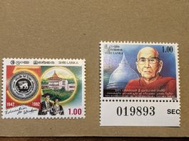 Sri Lanka Briefmarken 1992, Top Zustand, Sammler
