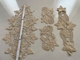 4 Stk. Handgemachte rumänische Spitze Tischläufer