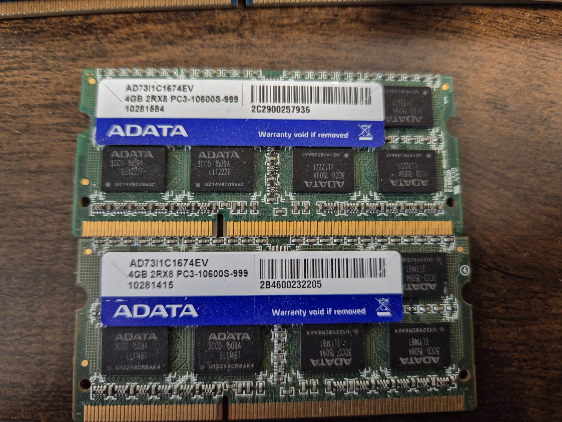 Memoria / RAM: Adata 2x4GB  2Rx8 PC3-10600S-999 – Usato da Roggwil BE venduto da GLDANI
