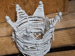Rattan/ Draht Deko shabby chic, Ø13 x 11 cm