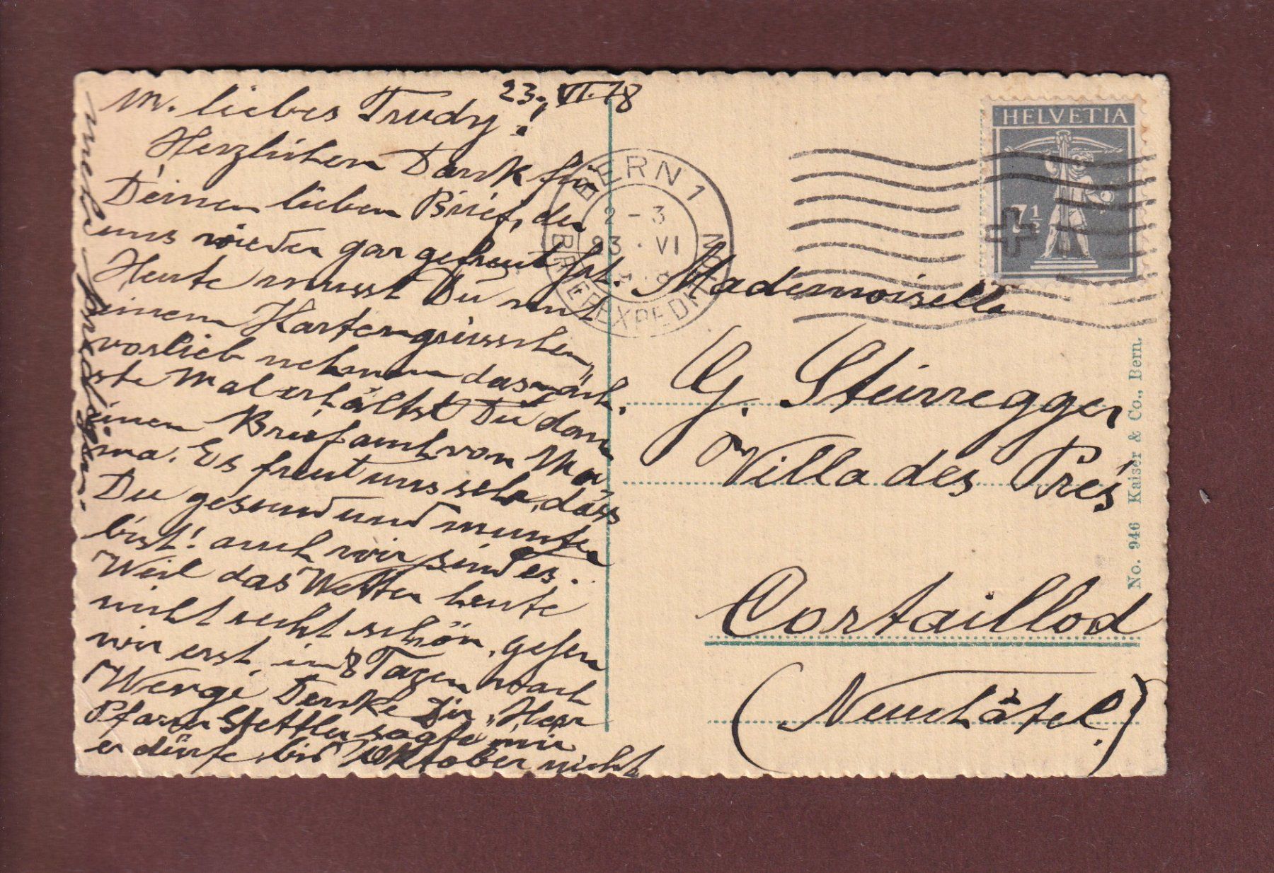 Cartoline postali: BERN - Münster mit Plattform - 1918 // Eckbug // – Usato da Pully venduto da nicecards 1