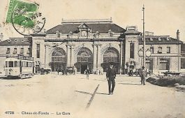La Chaux-de-Fonds - Tramway, gare, année 1910
