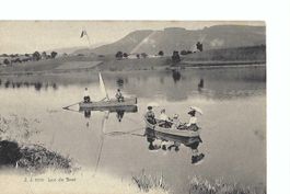 Puidoux VD: Lac de Bret mit Ruderbooten, barques