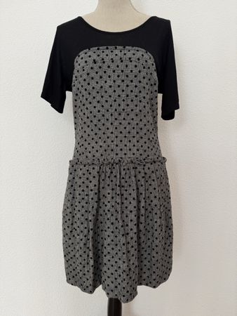 Robe See by Chloé noire/gris à pois, taille 46 IT, chic!