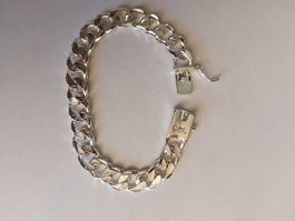Armband Silber 925 Panzerkette floral Muster guter Zustand