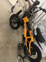 Kinderfahrrad Laufrad mit Stützrädern Grösse 12 Zoll gelb
