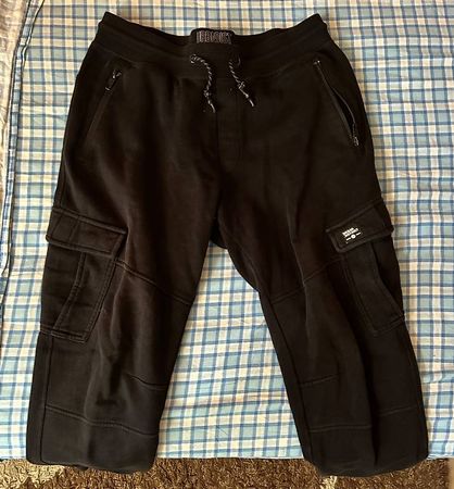 Pantalon cargo noir en molleton Angelo Litrico (M)