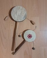 2 Rasseltrommeln, Drehtrommeln handgefertigt