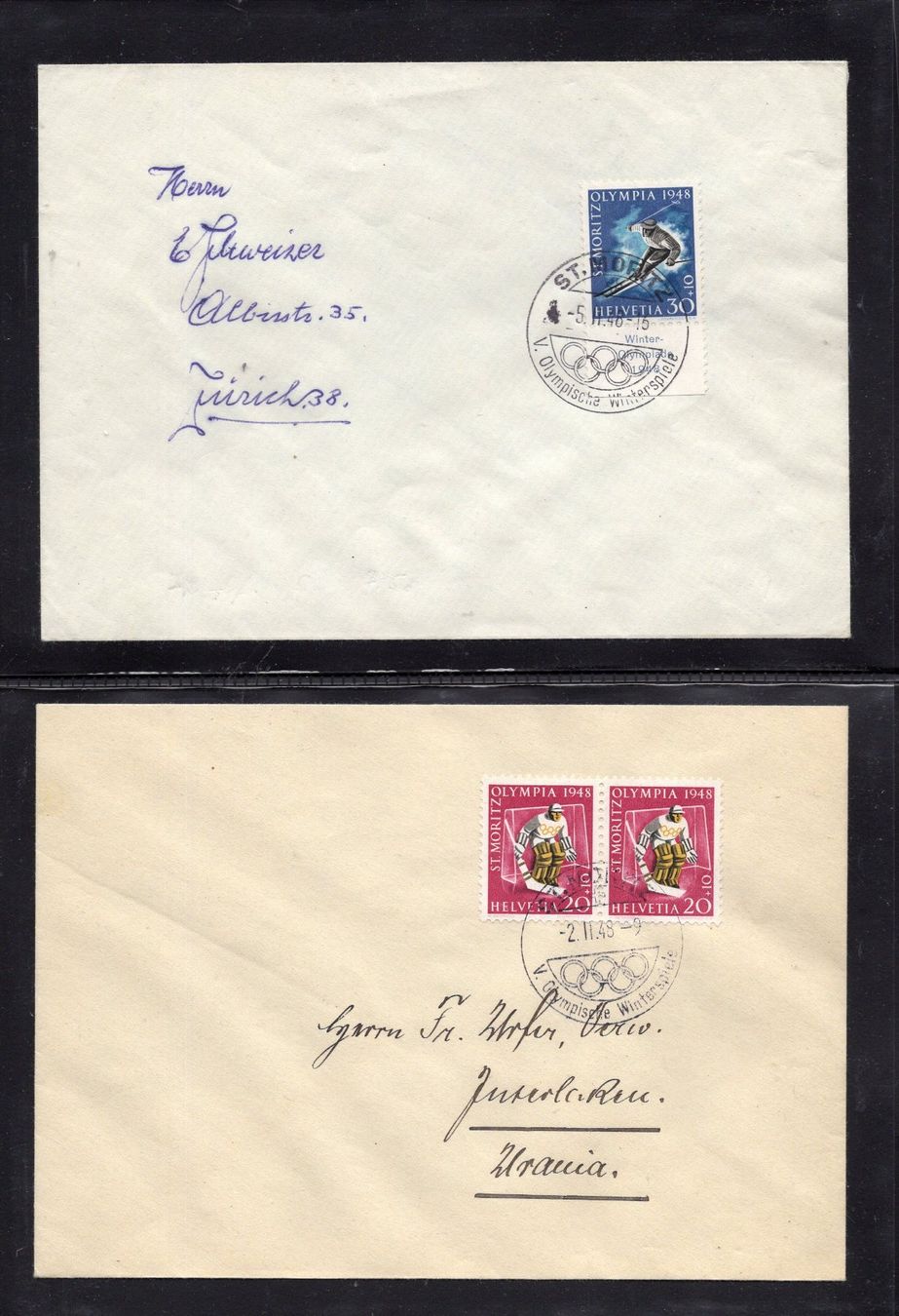 Tutti i francobolli: R2126  /  3 lettres J.O.St.-Moritz 1948 – Usato da Ste-Croix venduto da MONT-TAGNAC 1