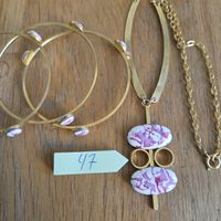 Modeschmuck Set: Armreife, Halskette & Armband, Goldfarben