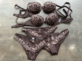 BH Set Marie Claire Braun 80AA und Slip 36/38 braun wie neu