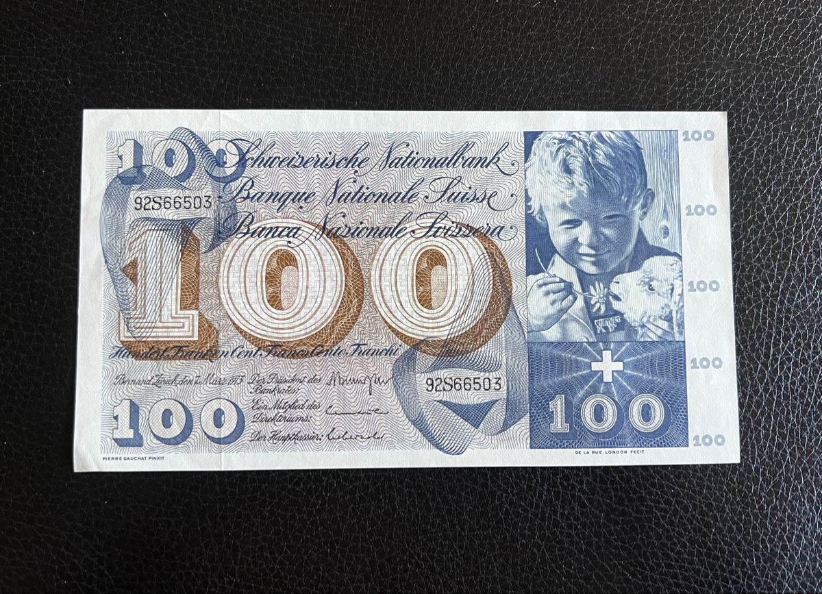 Banconote: NEUE Schweizer 100-Franken-Note, 7. März 1973 – Nuovo (secondo la descrizione) da Schwarzenberg LU venduto da tamirus