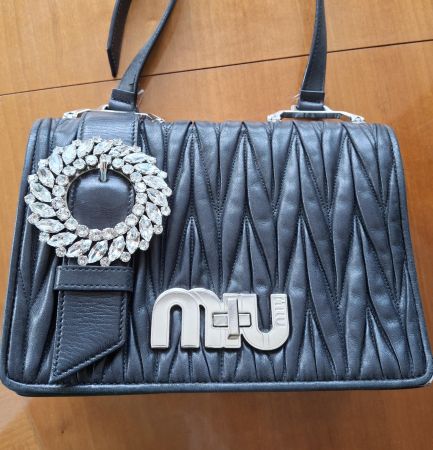 Miu Miu Matelasse Crystal Buckle Bag