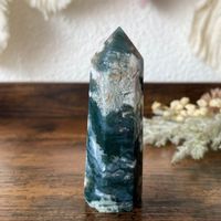 ✲ Moosachat Turm ✲ 82g / 81mm Moos Agate Obelisk
