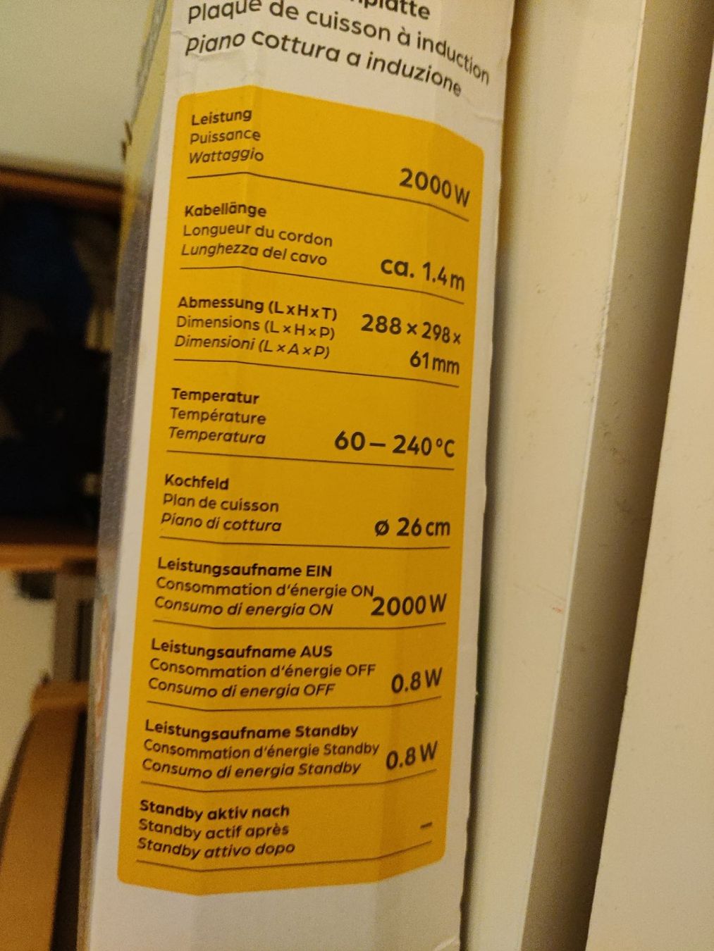 Cucine: Plaque induction Prima Vista 2000W. – Nuovo (secondo la descrizione) da Lausanne venduto da Sturz_88 1