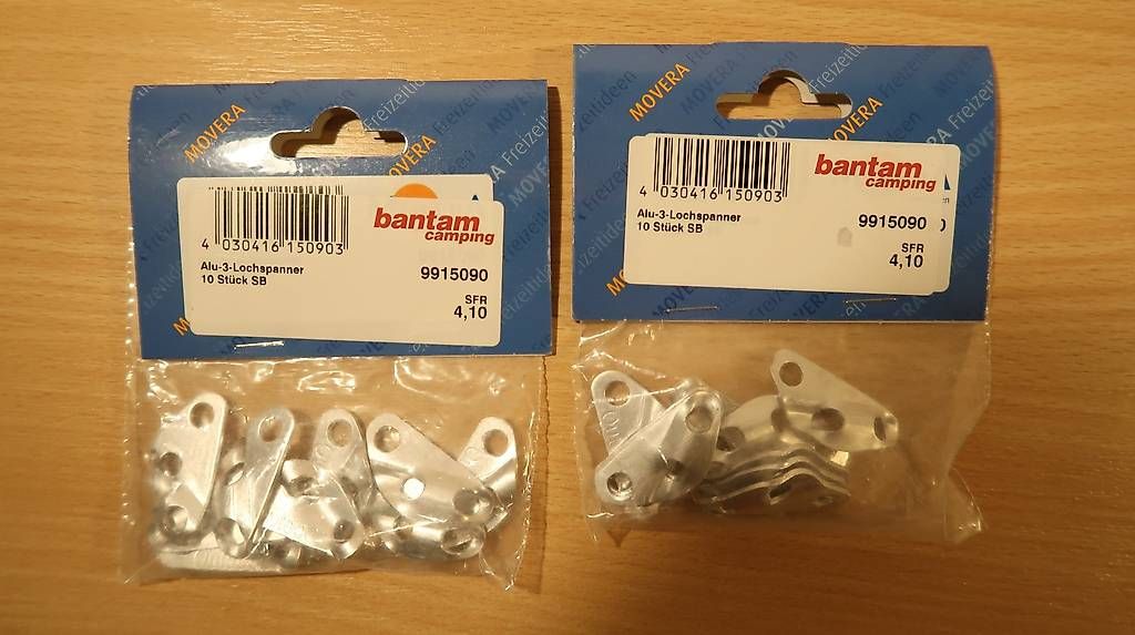 Tende : Alu 3-Lochspanner 2 Sets neu + Ersatzteile – Nuovo e nell'imballaggio originale da Rafz venduto da andy-music01