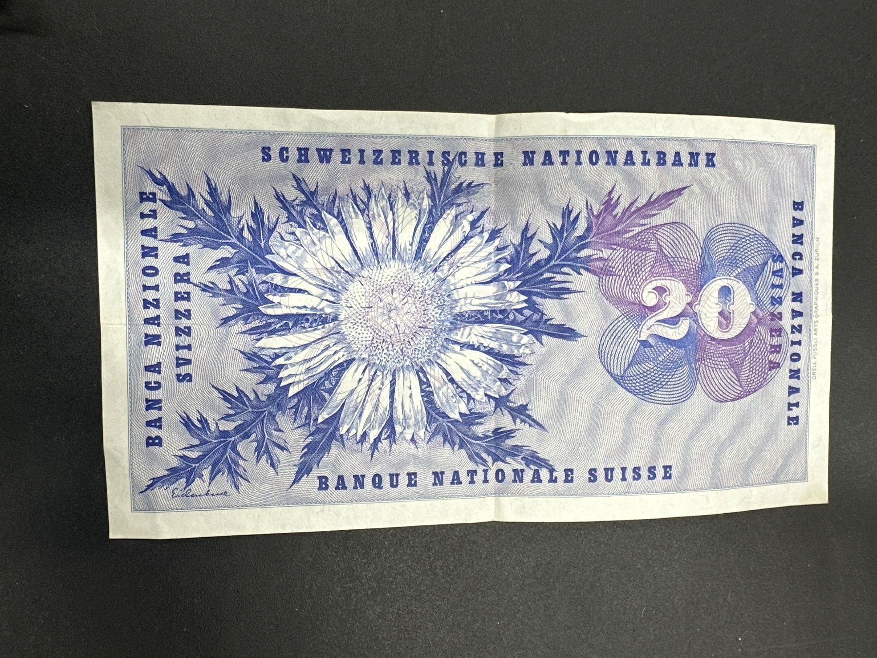 Banconote: 20 Fr.-Note Schweiz 1969 – Usato da Herisau venduto da herau 1