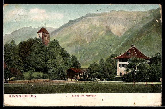Cartoline postali: AK Ringgenberg, Kirche und Pfarrhaus – Usato da Berlin venduto da bartko-reher